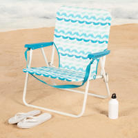Aktive - Silla de playa plegable con respaldo bajo, bolsillo trasero y asa de transporte, estructura de acero, asiento de poliéster, ligera y compacta, 45x40x70 cm, estampado azul Maldivas - details 1
