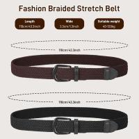 2 Piezas Cinturón Trenzado Elástico, Cinturón Hombre Con correa de Aleación para Jeans, Cinturón TejidoGolf para Hombres y Mujeres, Negro y Marrón3.5 * 110cm, Sin Agujas - details 1