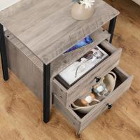 Bedside Table, Coffee Tables with Plug and USB Port, Side Table with Drawers and Storage Shelves, Suitable for Living Room, Bedroom, Greige - details 4