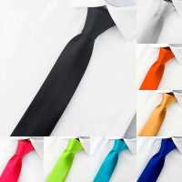 Ociodual Corbata estrecha negra de moda poliester unisex Tie Necktie Black Satin - details 4