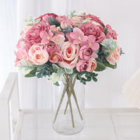 Bouquet De Flores Artificiales Rosa Silken Peonía Hydrangea Decoración Para Hogar Y Fiestas Decoración De Boda Para Novia Plantas Falsas Para Navidad - details 2