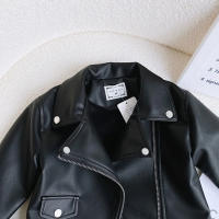 Chaqueta De Cuero PU Para Niñas Primavera Otoño Cierre De Cremallera Moda Corta Atractiva Ropa Exterior Clásica Para Bebés Y Niños De 2 a 8 Años Tallas 90-100-110-120-130-140 - details 5