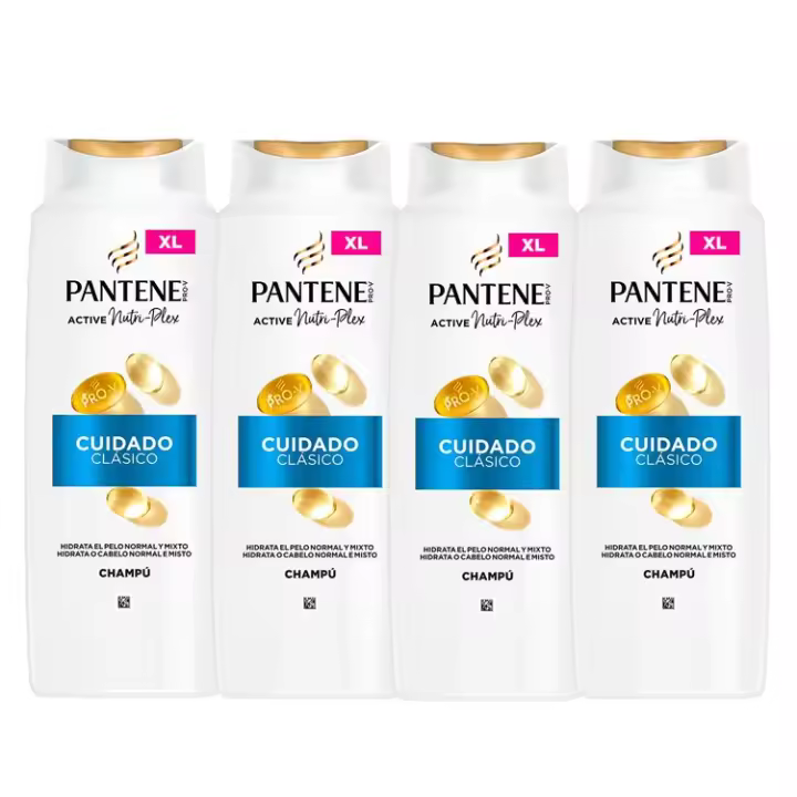 Pantene | Champú Cuidado Clásico, 2500ml, Nutri Pro-V con fórmula Pro-V + antioxidantes, para cabello normal y mixto 4x625ML - 1