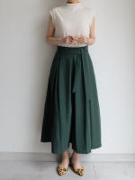 Falda Midi A-Line Elegante De Cintura Alta Para Mujer REALEFT Con Bolsillos Estilo Coreano Casual Suelta Y Solidaria Con Cinturón - details 3