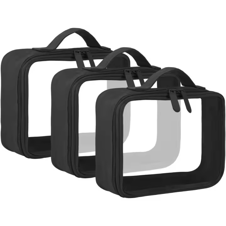 3 Piezas Neceser de Viaje Avion para Transporte Líquidos, Bolsa de Transporte, Bolsa de Cosméticos para Mujeres y Hombres - 1