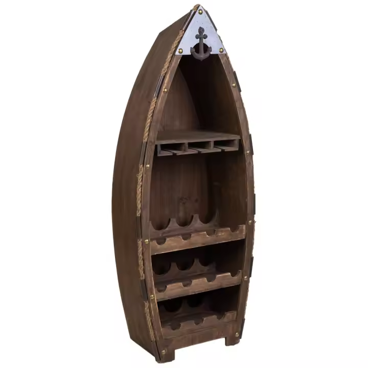 Estantería botellero de madera y metal 49x26.5x124h cm - 1