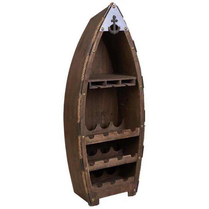 Estantería botellero de madera y metal 49x26.5x124h cm - 1