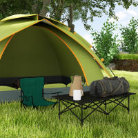 Outsunny Mesa de Camping Plegable de Metal con Tapa Enrollable y Bolsa de Transporte Mesa de Picnic Portátil para Acampar Senderismo Playa Barbacoa 95x55x50 cm Negro - details 1