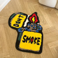 Alfombra Antideslizante Amarilla No Fumar Para Sala De Estar Alfombrilla Para Lado De Cama Alfombra Suave Para Dormitorio Decoración Aestética Para El Hogar - details 7