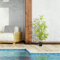 Outsunny Árbol de Bambú Artificial en Maceta 120 cm Planta Artificial Decorativa para Interior y Exterior Hogar Salón Oficina Verde - details 3