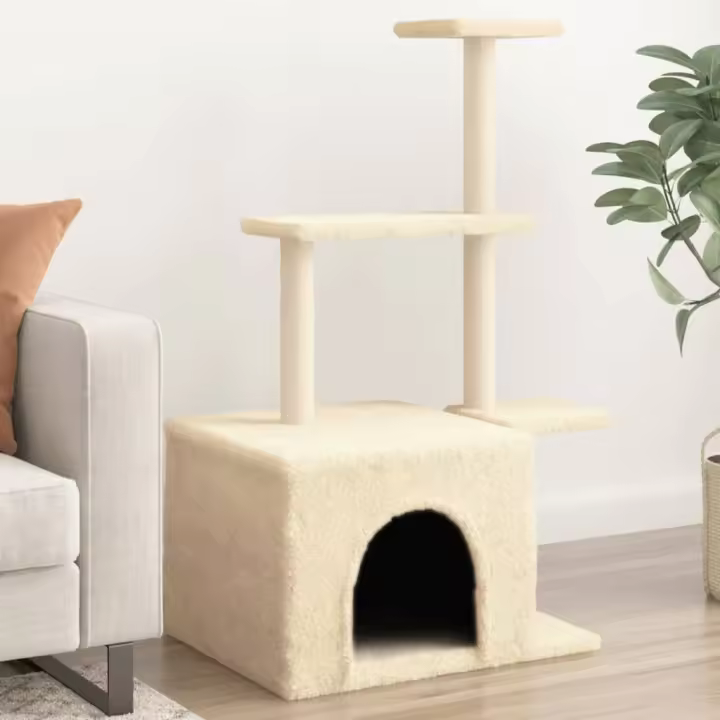 vidaXL Rascador para Gatos con Postes de Sisal Árbol Torre Gatitos Color Crema,  Gris claro,  Gris oscuro y mas - 1