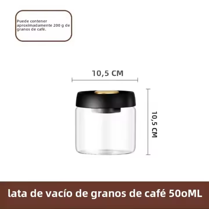 Botella De Vidrio Para Almacenamiento De Café Con Válvula De Vacío Manual Antihumedad Contenedor Transparente Para El Hogar - 1