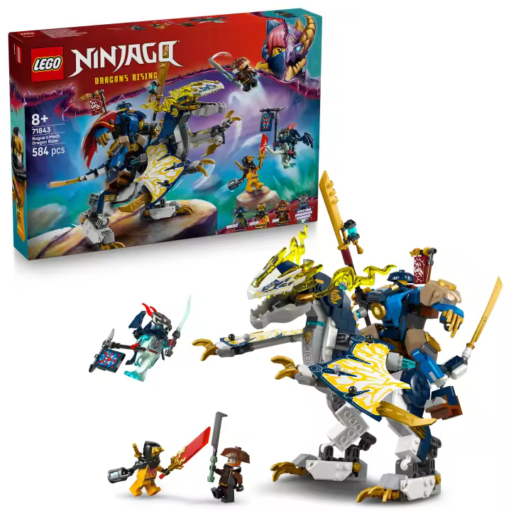 [PREVENTA] LEGO® NINJAGO® Meca de Rogue y Dragón Juguete Ninja y Juego de Batalla con 4 Minifiguras y Accesorios de Combate, Idea de Regalo para Niños y Niñas de 8 Años en Adelante 71843 - 1