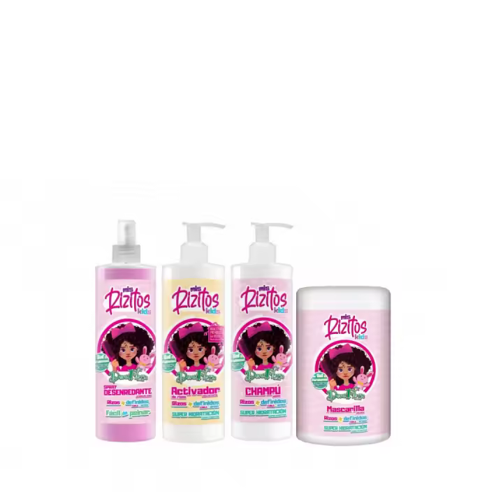 PACK PROMOCIONAL DONA FLORA MIS RIZITOS KIDS ,CHAMPU 500 ML ,MASCARILLA 1000 ML , ACTIVADOR 500 ML , DESENREDANTE 500 ML - 1