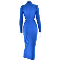 Vestido Largo Elegante Para Mujer Con Cuello Alto Y Manga Larga Efecto De Hollow out Adecuado Para Club Fiesta Noche Otoño Invierno Slim Fit Polyester - details 11