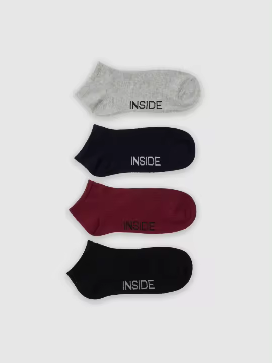 Pack de 4 calcetines tobilleros con estampado de la marca INSIDE en varios colores - 1