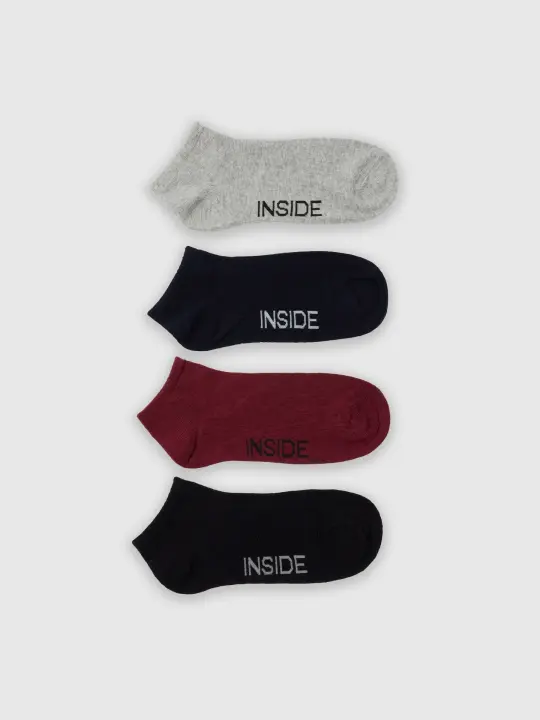 Pack de 4 calcetines tobilleros con estampado de la marca INSIDE en varios colores - 1