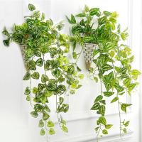 1/2PCS Simulación De Planta De Pared Verde Para Interior Decoración De Flores Rattan Falsas Hojas Verdes Begonia Adorno De Pared Colgante De Plástico - details 12