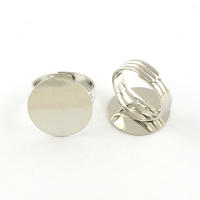 5pcs Anillo De Fondo Ajustable De Latón Redondo Y Plano Base De Engranajes De Plata Platinado Libre De Níquel Tamaño 20mm 18mm Para Joyería - details 0