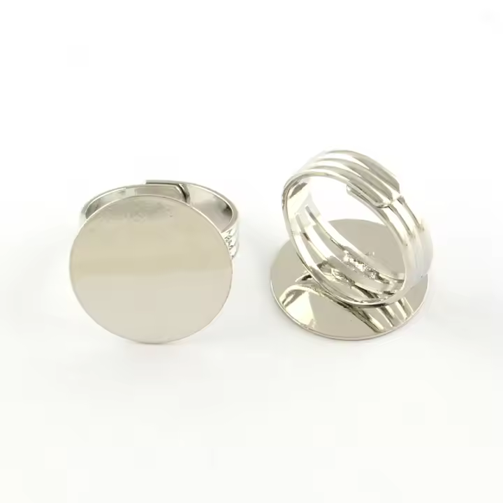 5pcs Anillo De Fondo Ajustable De Latón Redondo Y Plano Base De Engranajes De Plata Platinado Libre De Níquel Tamaño 20mm 18mm Para Joyería - 1
