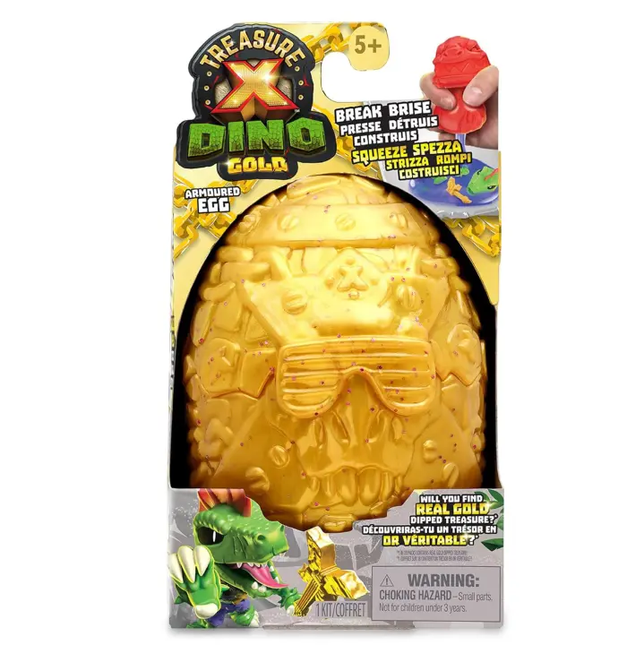 TREASURE X - Gold Hunter Serie 2, Huevo de Dinosaurio con 8 Niveles de Juego y Accesorios; un Juguete de Dino Coleccionable, Slime, Roca para excavar, envío Aleatorio, +5 años, Famosa - 1
