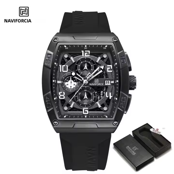 Reloj De Pulsera Masculino NAVIFORCE NF8052 Con Correa De Silicona Resistente Al Agua Cronógrafo Luminoso Y Calendario Completo - 1