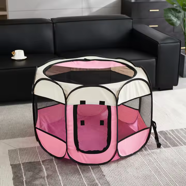 Carpa Plegable Para Mascotas Silla De Arena Durable De Tela Oxford Octagonal Móvil Para Perros Pequeños Y Gatos Jaula De Exterior - 1
