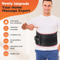 Cinturón De Masaje Cintura Eléctrico Con Compresión Calor Y Vibración Soporte Lumbar Descompresión Para Relajación Muscular - details 0