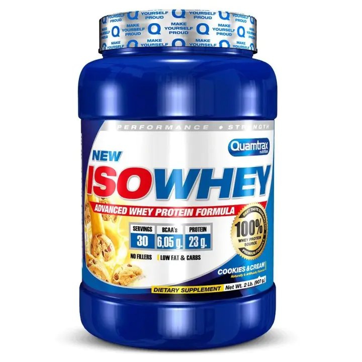 Quamtrax Nutrition - Iso Whey - Proteínas de Suero de Leche Aislado - con sabor a Cookies & Cream 2.27kg - 1