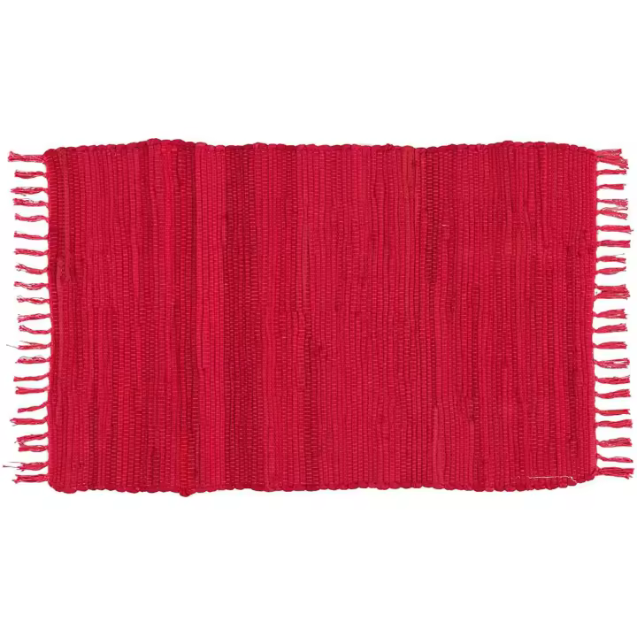 Alfombra Jarapa Roja, Estilo Hindu, Alfombra 100% Algodon, Alfombra de Colores con Flecos, Medida 50x80 [7351202-4] - 1