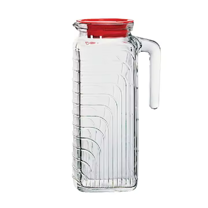 BORMIOLI ROCCO GELO Jarra Vidrio Con Tapa 1,2L Transparente Con relieve Fabricado en Italia Reciclable - 1
