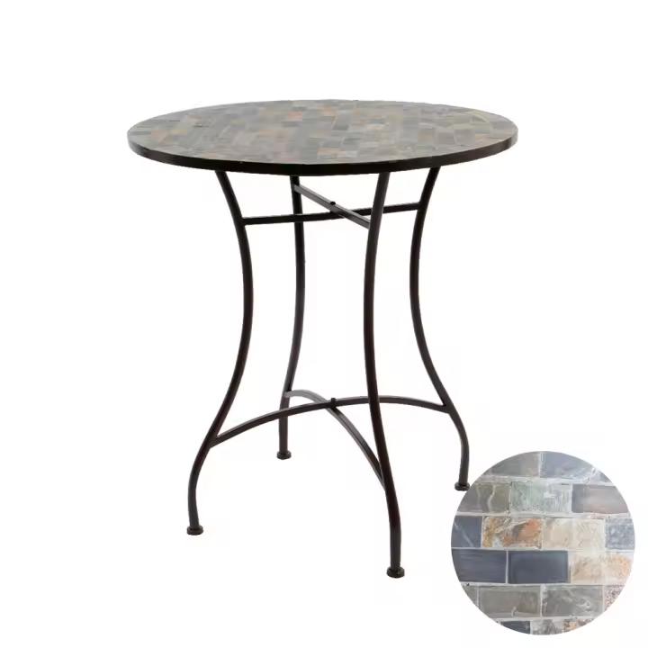 MESA METALICA/MOSAICO COLOR: MARRON Ã˜70x77cm MODELO STUTTGART PARA EXTERIOR - 1