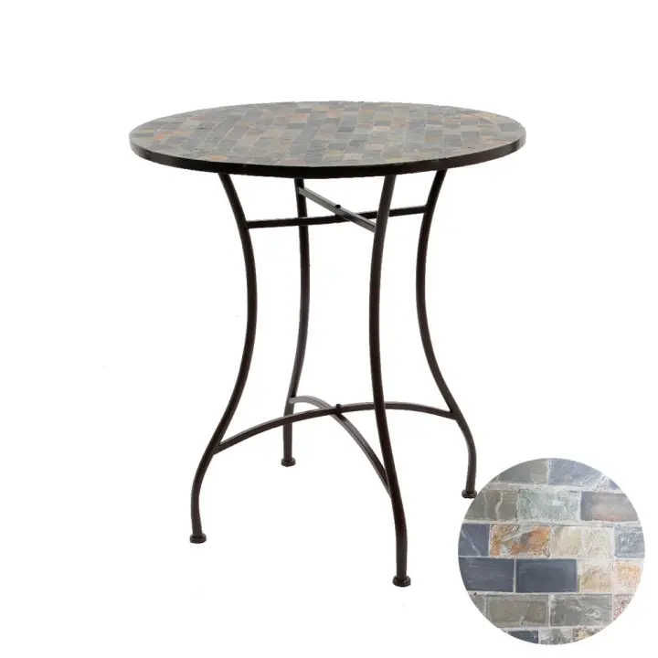 MESA METALICA/MOSAICO COLOR: MARRON Ã˜70x77cm MODELO STUTTGART PARA EXTERIOR - 1