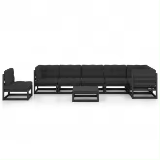 VIDAXL 3076653 conjunto de muebles para el jardín fabricado en madera 8 piezas en color negro y gris vida xl - 1