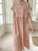 Vestido De Verano Vintage REALEFT Para Mujer Con Botones Y Bolsillos Estilo Coreano Casual Largo Hasta La Rodilla Traje De Trabajo - details 3