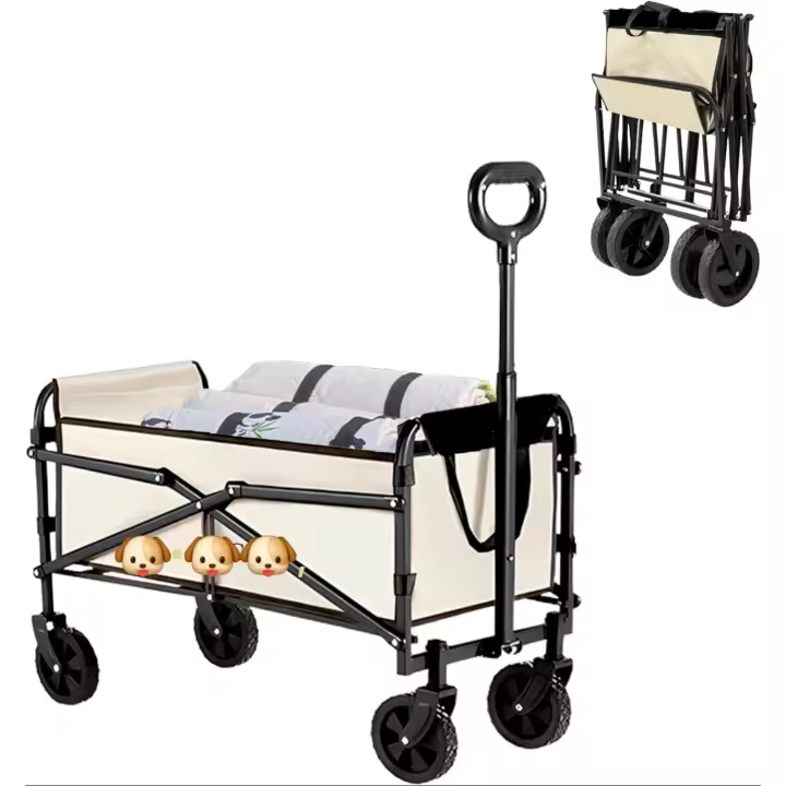 Carro Plegable con Ruedas Grandes und Manija Ajustable, Carro Transporte para Jardín, Playa, Camping, Capacidad de Carga 80 KG - 1