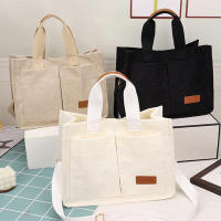 Bolso de mano informal de pana para mujer, bolso de hombro con decoración de parche de letras, bolso cruzado con múltiples bolsillos, a la moda - details 4