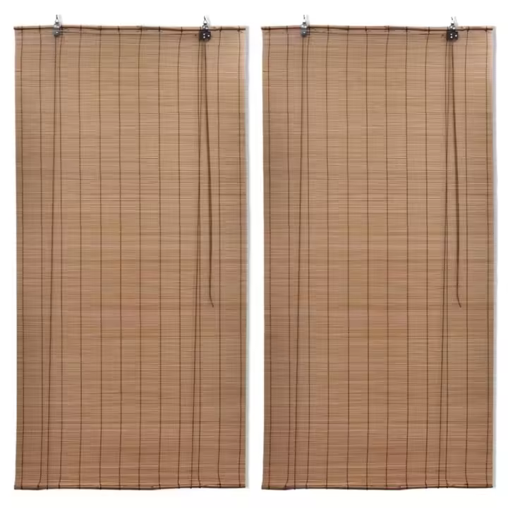 vidaXL Estor enrollable de bambú 2 unidades marrón 80x160 cm - 1