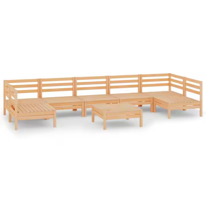 vidaXL Juego de muebles de jardín 8 piezas madera maciza de pino - 1