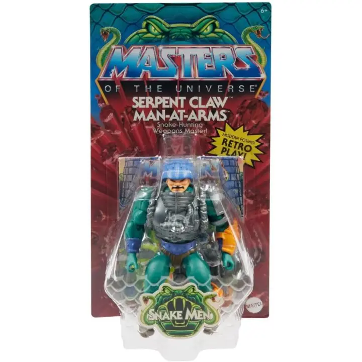 Masters of the Universe Origins Figura de acción y accesorio, figura de hombre de armas de garra de serpiente y mini libro de cómics, 5.5 pulgadas de ancho - 1