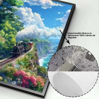 Pintura En Lienzo De Paisaje Veraniego Anime Para Bar Decoración De Pared Azul De Cabina Playa Bosque Estilo Moderno Para Sala - details 6