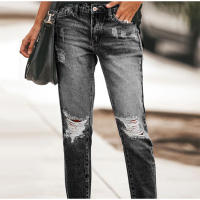 Jeans Rectos Para Mujer Moda Alta Cintura Washed Skinny Ropa Trasera Ropa De Lady Commuter Pantalones Delgados Con Agujeros Tendencia De Moda 2025 - details 25