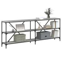 vidaXL Mesa consola hierro y madera ingeniería gris Sonoma 200x30x75cm Mesa de sofá Mesa de Entrada para Salón Consola de Entrada Mueble Recibidor Mesita Mesa auxiliar Salon - details 2