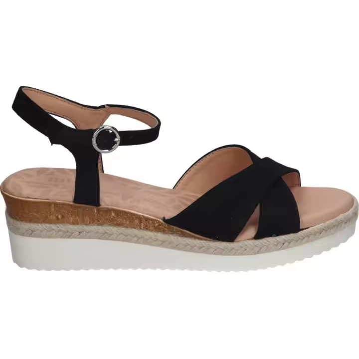MTNG | Sandalias Mustang para Mujer – Sandalias color negro para Mujer moda Juvenil – Sandalias con cierre de hebilla – Estilo Casual – Cuña altura media - Alta Calidad y Comodidad - Modelo 59715 - 1