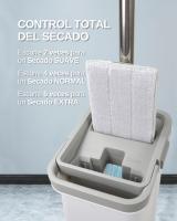 newty Mopa Cubo Escurridor Fregona Plana Drenaje 6 Almohadillas Doble Compartimentos Escurre Fácil Mop Bucket Trapeador Set para Limpieza Suelos Azulejos Tarima Madera Mango Ergonómico Atrapa Polvo Ventanas   Palo Largo de 152 cm Alcanza Todos los Lugares - details 2