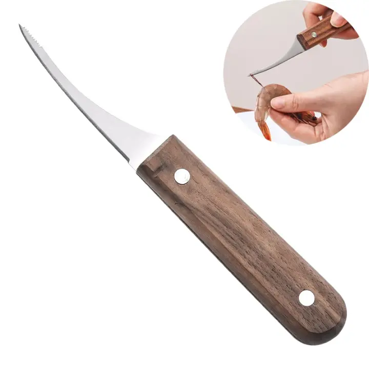 Cuchillo Para Desvenar Camarones De Acero Inoxidable Con Cuchilla Afilada Y Mango De Madera Herramienta Esencial Para La Cocina Eco-amigable - 1