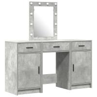 Conjunto de tocador de 3 piezas con LED de vidaXL en madera elaborada color gris concreto - details 1