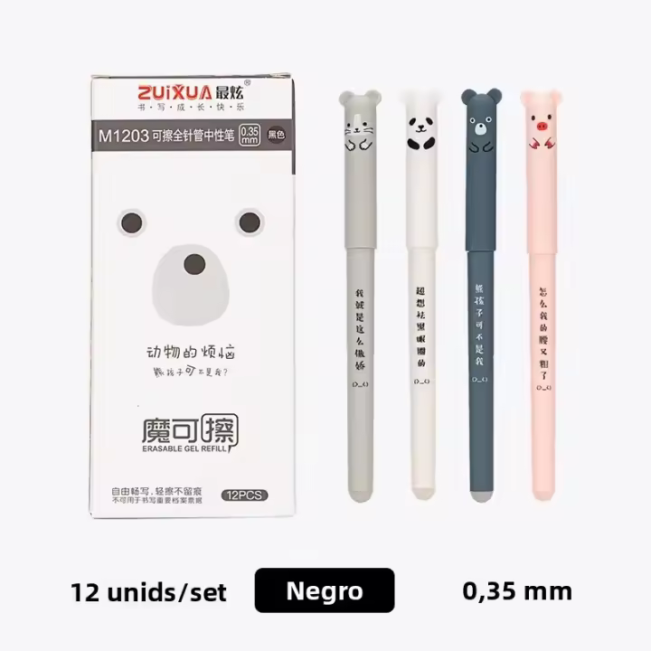 Juego De 12 Bolígrafos Erasables Kawaii Para Escuela Suministros De Papelería Lindos Para Escritura Y Notas Regalos Para Niñas Y Niños - 1