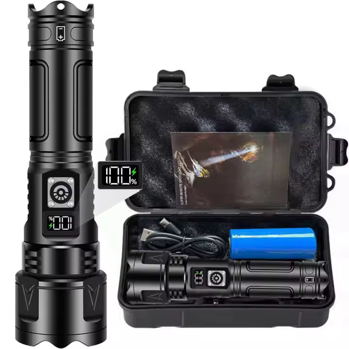 Linterna láser portátil para exteriores, de alta intensidad, recargable, de larga duración, enfocada y de alto lumen, con pantalla digital. - 1