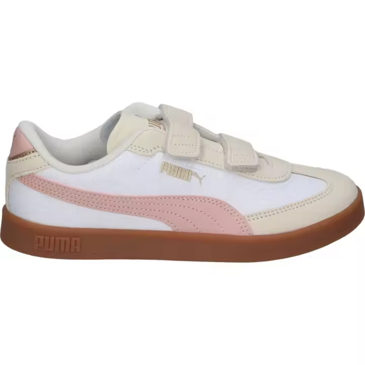 PUMA | Zapatillas Puma para Niña – Deportiva en Color Blanco con Detalles en Rosa y Beige – Sneakers con Doble Velcro – Estilo Casual – Cómodas y Versátiles – Tendencia – Modelo 402309-10-01 - 1
